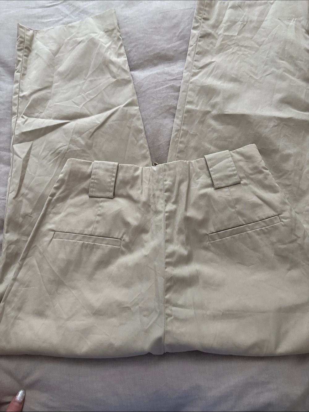 Sandro Wide-Leg High-Waist Cream Pleated Trousers - Picture 5 of 6